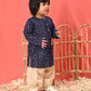 Boy's' Navy Blue Bandhni Kurta And Patiala Set