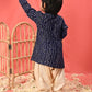 Boy's' Navy Blue Bandhni Kurta And Patiala Set