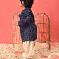Boy's' Navy Blue Bandhni Kurta And Patiala Set
