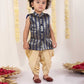 Boy's' Navy Blue Brocade Kurta Dhoti Set