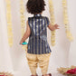 Boy's' Navy Blue Brocade Kurta Dhoti Set
