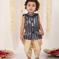 Boy's' Navy Blue Brocade Kurta Dhoti Set