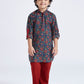 Boy's' Navy Blue Kurta Pyjama Set
