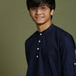 Boy's Navy Blue Short Kurta