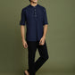 Boy's Navy Blue Short Kurta