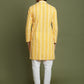Boy's' Orange Chaikankari Kurta With White Pyjama Set