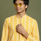 Boy's' Orange Chaikankari Kurta With White Pyjama Set