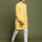 Boy's' Orange Chaikankari Kurta With White Pyjama Set