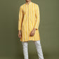 Boy's' Orange Chaikankari Kurta With White Pyjama Set