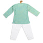 Boy's Parrot Green Cotton Kurta And White Pyjama Set