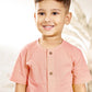 Boy's Peach Cotton Kurta Pyjama Set