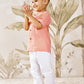 Boy's Peach Cotton Kurta Pyjama Set