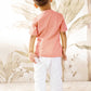 Boy's Peach Cotton Kurta Pyjama Set