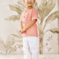 Boy's Peach Cotton Kurta Pyjama Set