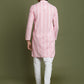 Boy's' Pink Chaikankari Kurta With White Pyjama Set