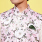Boy's Pink Floral Printed Nehru Jacket With Cream Kurta And Pyjama Set