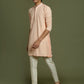 Boy's' Pink Georgette Chikankari Kurta Pyjama Set