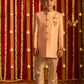 Boy's' Pink Silk Blend Solid Sherwani Set