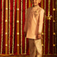 Boy's' Pink Silk Blend Solid Sherwani Set