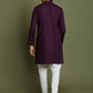 Boy's Purple And White Kurta Pyjama Set