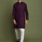 Boy's Purple And White Kurta Pyjama Set