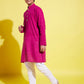Boy's Purple Cotton Kurta And Pyjama Set