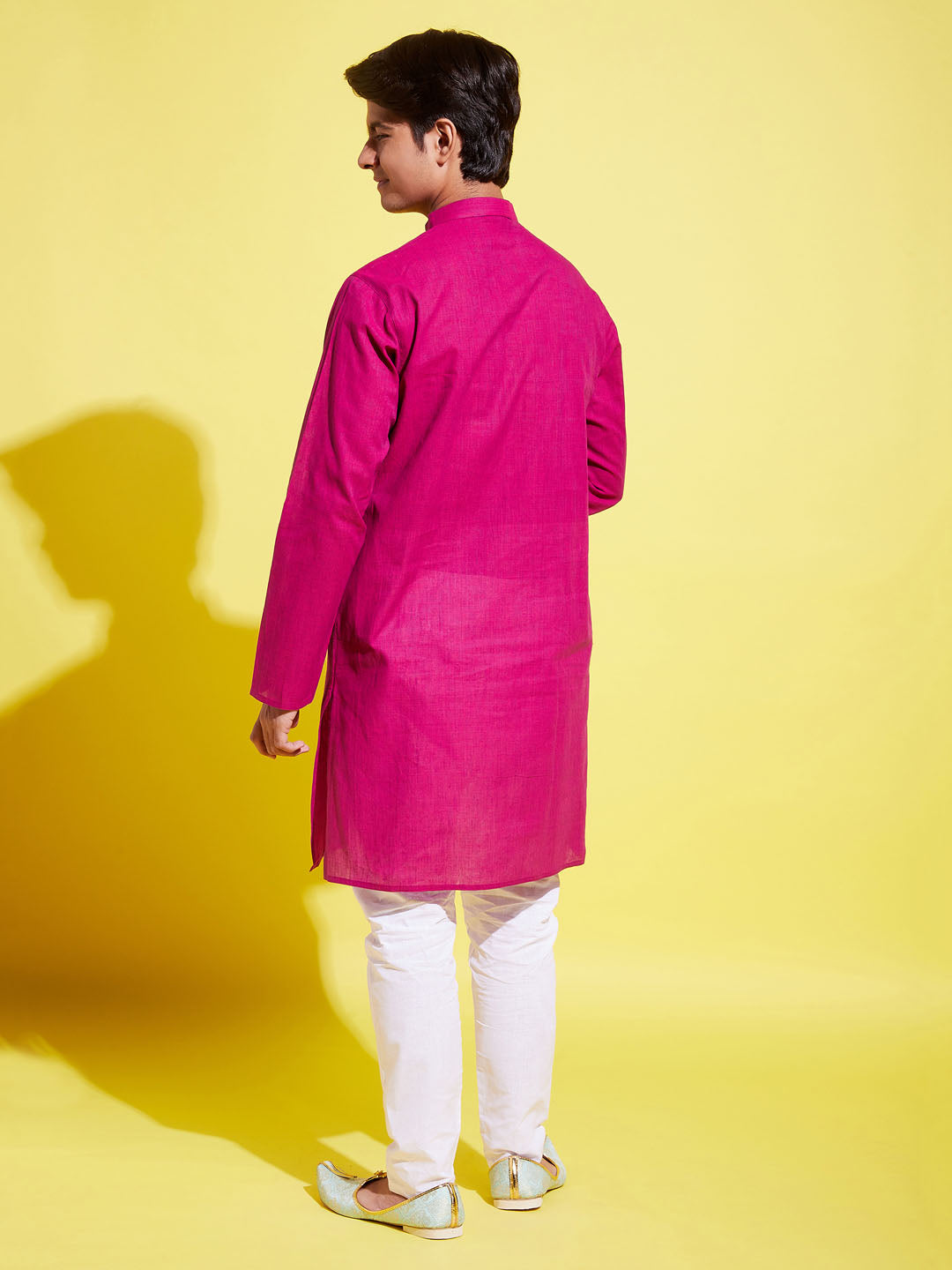 Boy's Purple Cotton Kurta And Pyjama Set