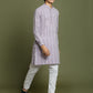 Boy's' Purple Woven Kurta With White Pyjama Set