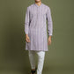 Boy's' Purple Woven Kurta With White Pyjama Set