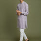 Boy's' Purple Woven Kurta With White Pyjama Set