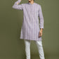 Boy's' Purple Woven Kurta With White Pyjama Set