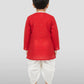 Boy's Red Kurta And Dhoti Set