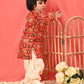 Boy's' Red Patola Print Festive Kurta Pyjama Set