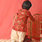 Boy's' Red Patola Print Festive Kurta Pyjama Set