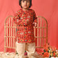 Boy's' Red Patola Print Festive Kurta Pyjama Set