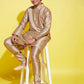 Boy's' Rose Gold Silk Blend Kurta And Pyjama Set
