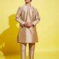 Boy's' Rose Gold Silk Blend Kurta And Pyjama Set
