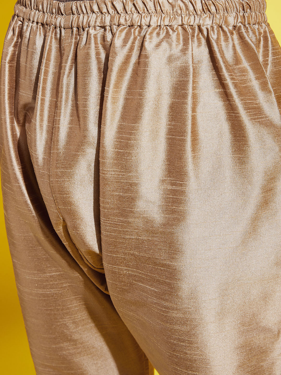 Boy's' Rose Gold Silk Blend Kurta And Pyjama Set