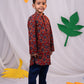 Boy's' Rust Brown Floral Kurta Pyjama Set