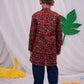 Boy's' Rust Brown Floral Kurta Pyjama Set
