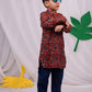 Boy's' Rust Brown Floral Kurta Pyjama Set