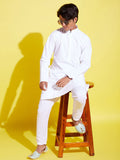 Boy's' White Cotton Kurta And Pyjama Set