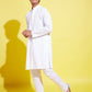 Boy's White Embroidered Kurta With Pyjama Set