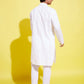 Boy's White Embroidered Kurta With Pyjama Set