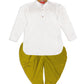 Boy's White & Light Green Kurta With Dhoti Pant Set