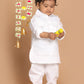 Boy's White Pure Pathani Kurta With Pyjama Set