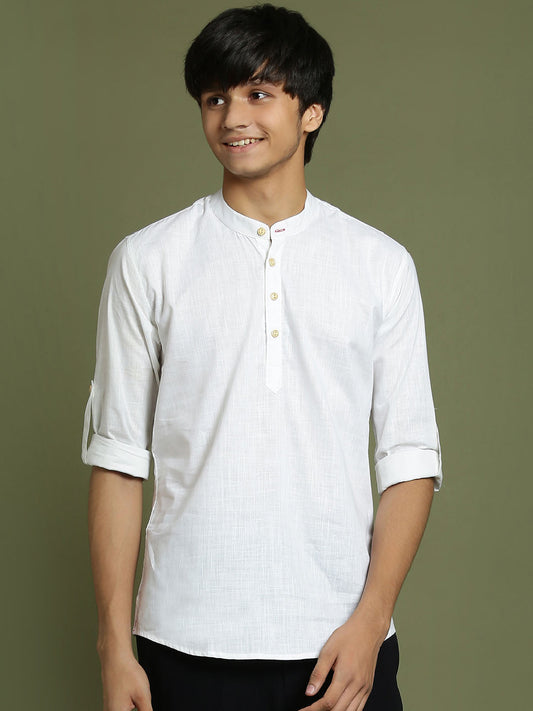 Boy's White Short Kurta