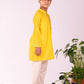 Boy's' Yellow And Cream Kurta Pyjama Set