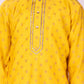 Boy's' Yellow And Cream Kurta Pyjama Set