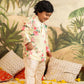 Boy's' Yellow Floral Printed Cotton Kurta Pyjama Set